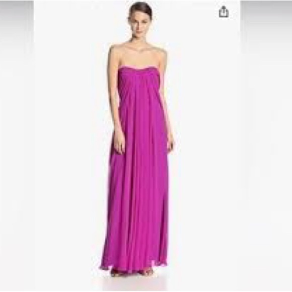 Jill Stuart Fuschia Strapless Sweetheart Gown Chiffon Excellent Size 2 - Picture 1 of 12
